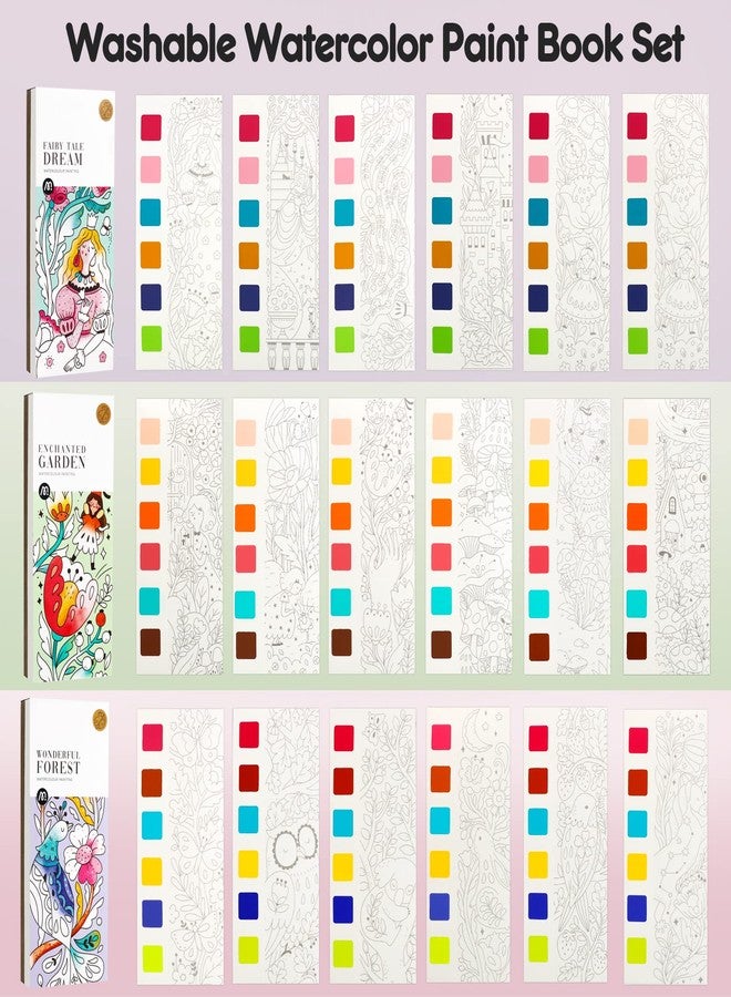 ROOCHKD Watercolor Painting Coloring Books Arts & Crafts Kit, Pocket Watercolor Paint Bookmarks, Mess Free Paint with Water Set, Class Activities Art Supplies Party Favors Birthday Exchange Gifts for Kids - Image 2